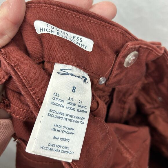 Seven 7 Tummyless High Rise Skinny Jeans Womens 8 (27 X 27.5) Fired Brick Red - Picture 8 of 13